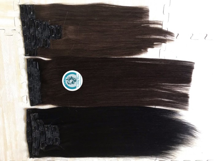 Bulk hair color brown black clip in